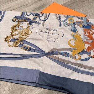 Hermes BRIDES DE GALA APPLIQUE PIQUE Carre Geant 140 Shawl - Luxury 53.5 in